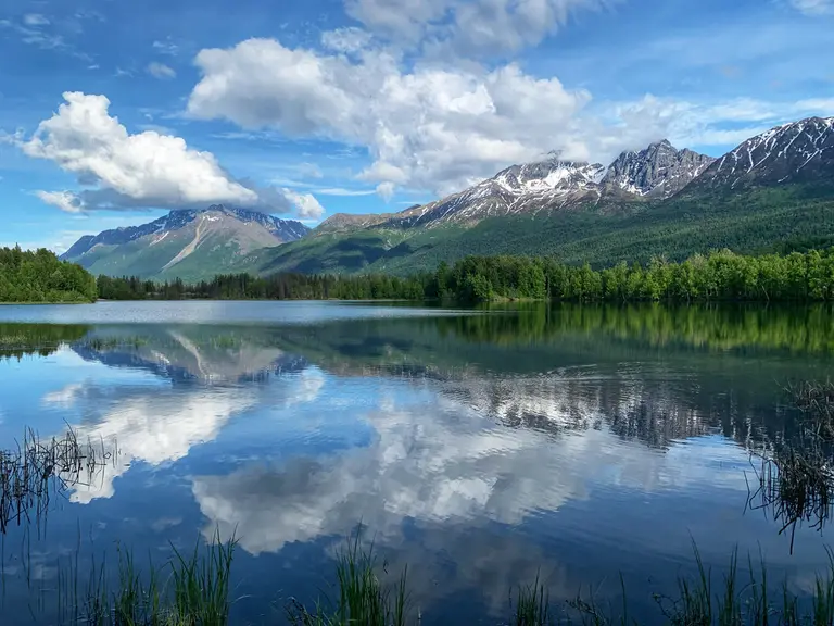 Alaska mountains and lake near Wasilla